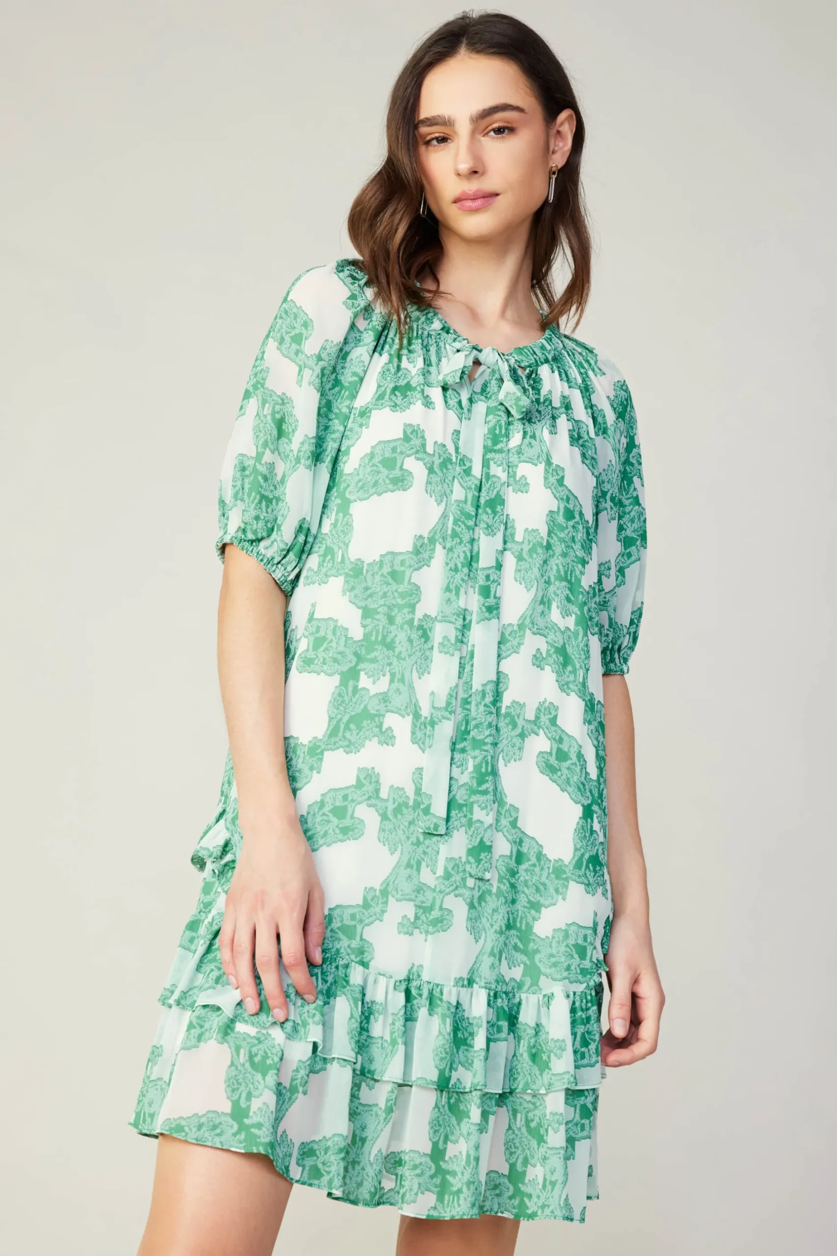Mini Dresses-Current Air Abstract Motif Mini Dress DEEPMINT