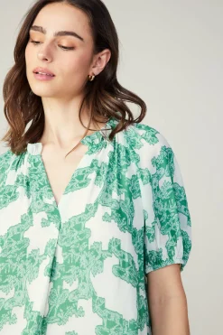 Short Sleeve Tops-Current Air Abstract Motif Top DEEPMINT