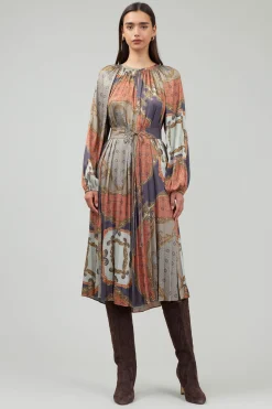 Midi Dresses-Current Air Adelaide Midi Dress BROWNMLT