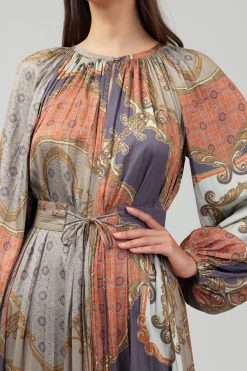 Midi Dresses-Current Air Adelaide Midi Dress BROWNMLT