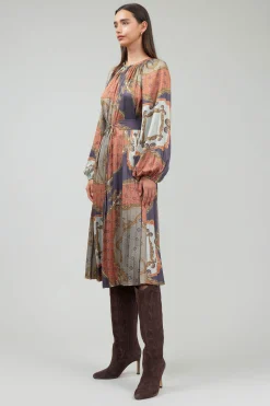 Midi Dresses-Current Air Adelaide Midi Dress BROWNMLT