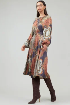 Midi Dresses-Current Air Adelaide Midi Dress BROWNMLT