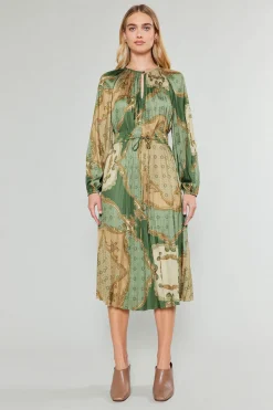 Midi Dresses-Current Air Adelaide Midi Dress OLIVEMLT