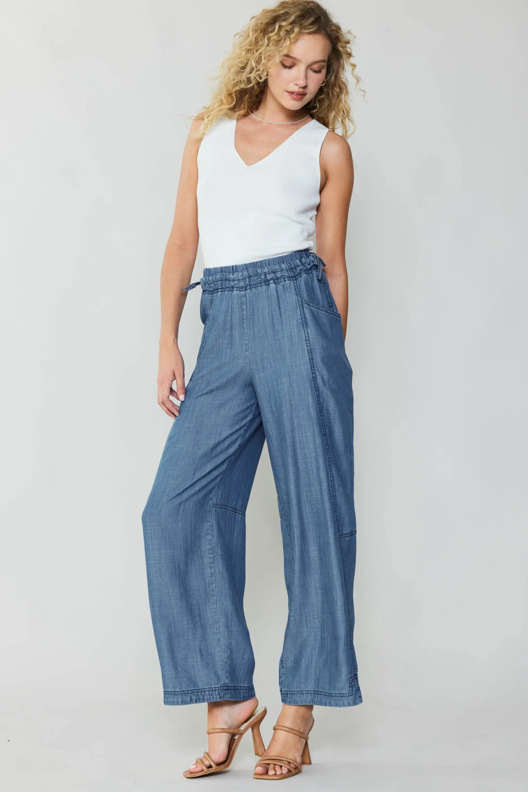 Pants-Current Air Adjustable Waist Pants CHAMBRAY
