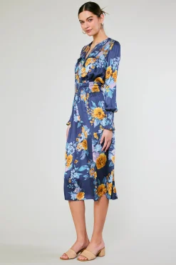 Midi Dresses-Current Air Aida Floral Midi Dress FloralBlueMlt