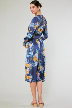 Midi Dresses-Current Air Aida Floral Midi Dress FloralBlueMlt