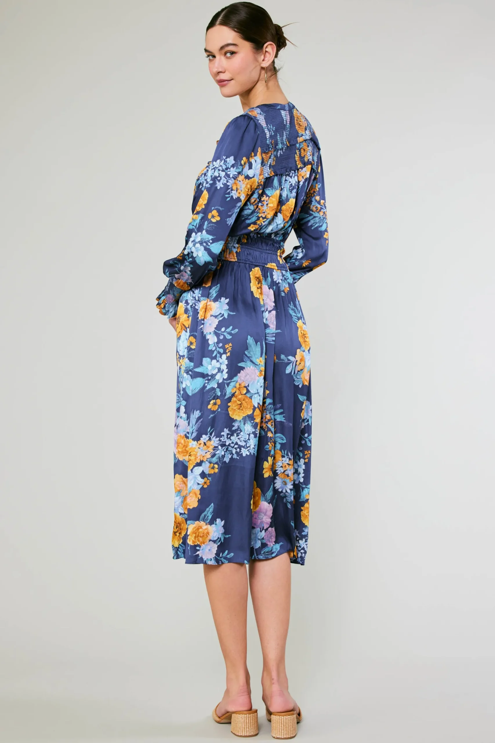 Midi Dresses-Current Air Aida Floral Midi Dress FloralBlueMlt