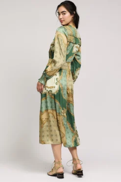 Midi Dresses-Current Air Aida Smocked Midi Dress OLIVEMLT