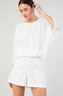 Long Sleeve Tops-Current Air Alessia Dolman Sleeved Blouse WHITE