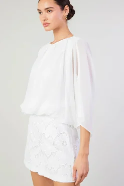 Long Sleeve Tops-Current Air Alessia Dolman Sleeved Blouse WHITE