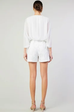 Long Sleeve Tops-Current Air Alessia Dolman Sleeved Blouse WHITE