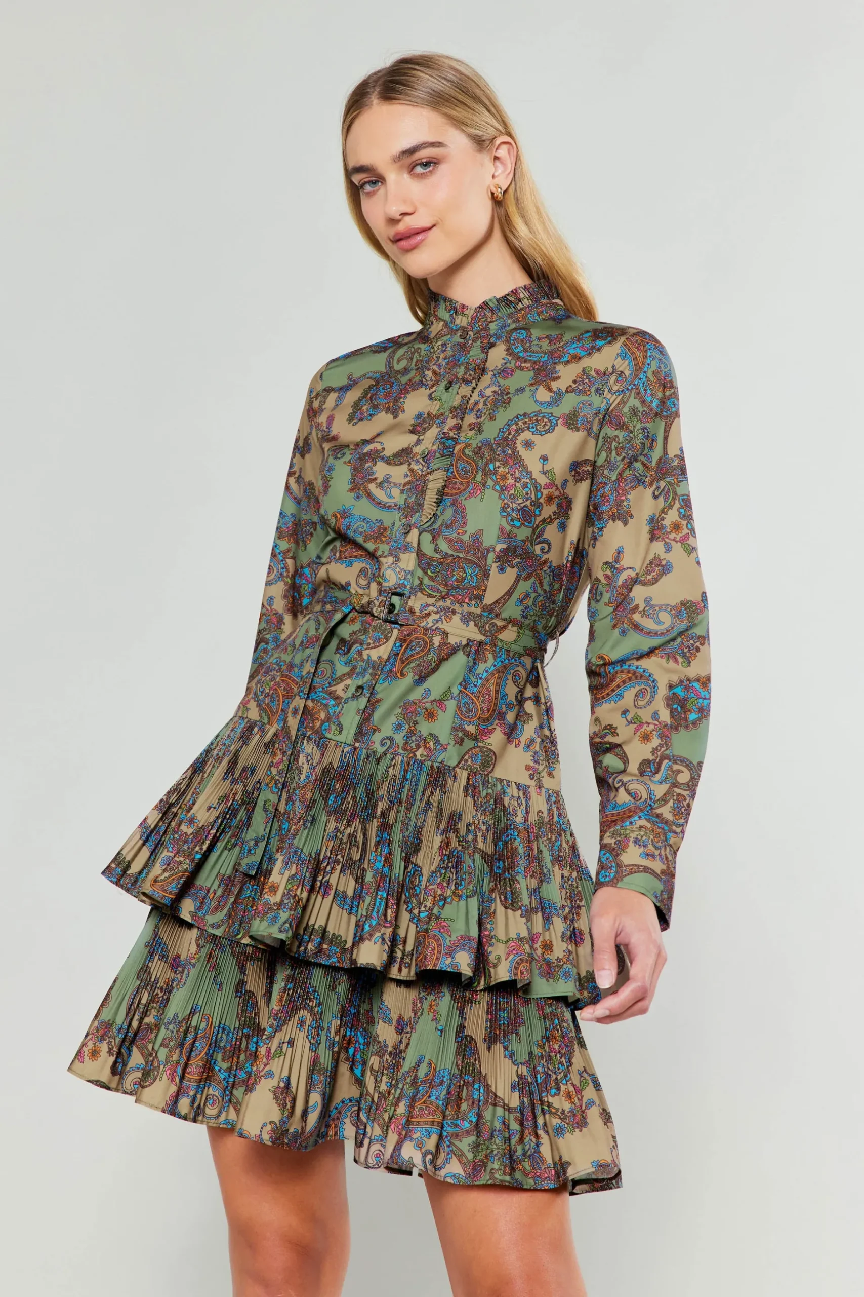 Mini Dresses-Current Air Anberlin Mini Dress TAUPEPAISLEY