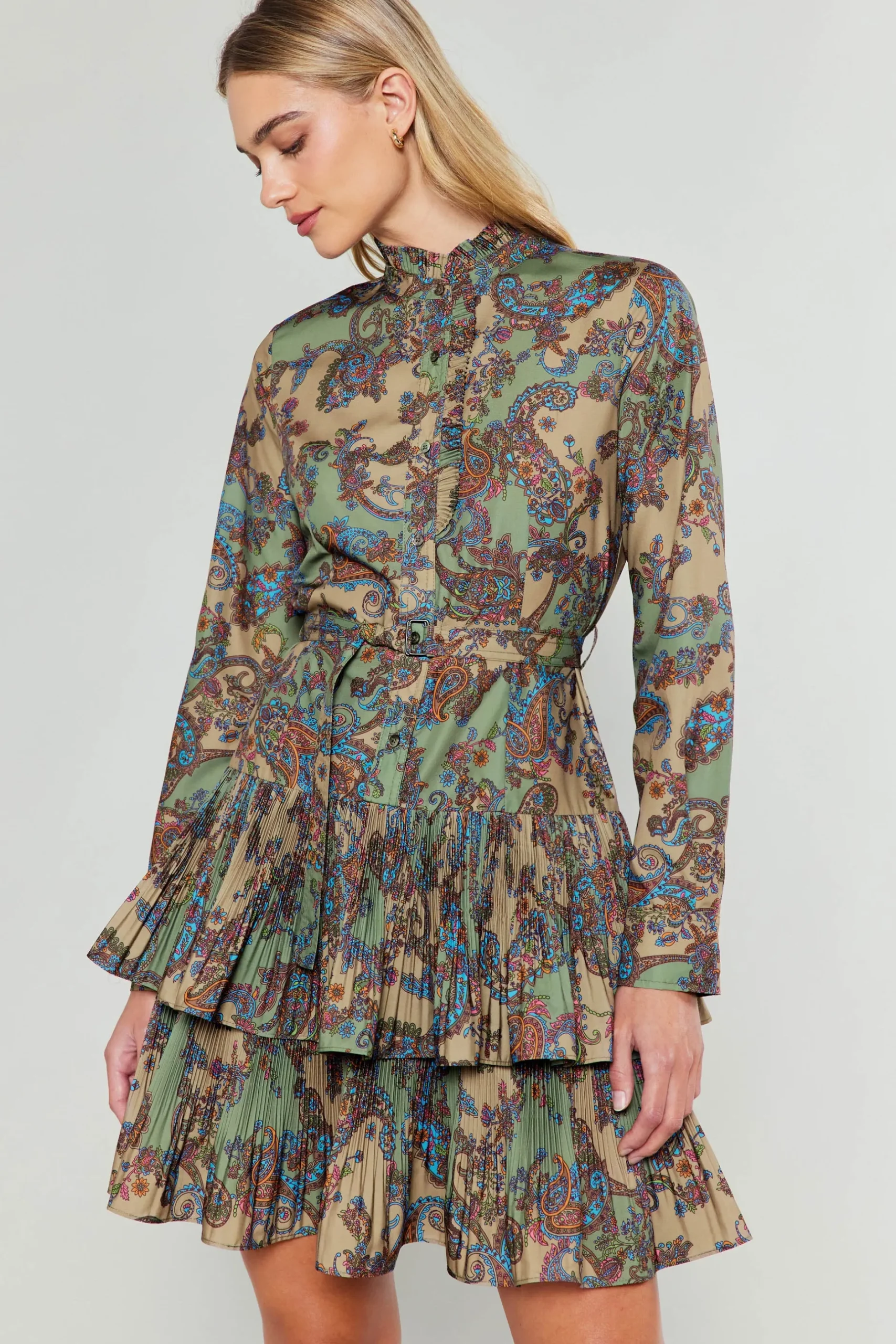 Mini Dresses-Current Air Anberlin Mini Dress TAUPEPAISLEY