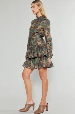 Mini Dresses-Current Air Anberlin Mini Dress TAUPEPAISLEY