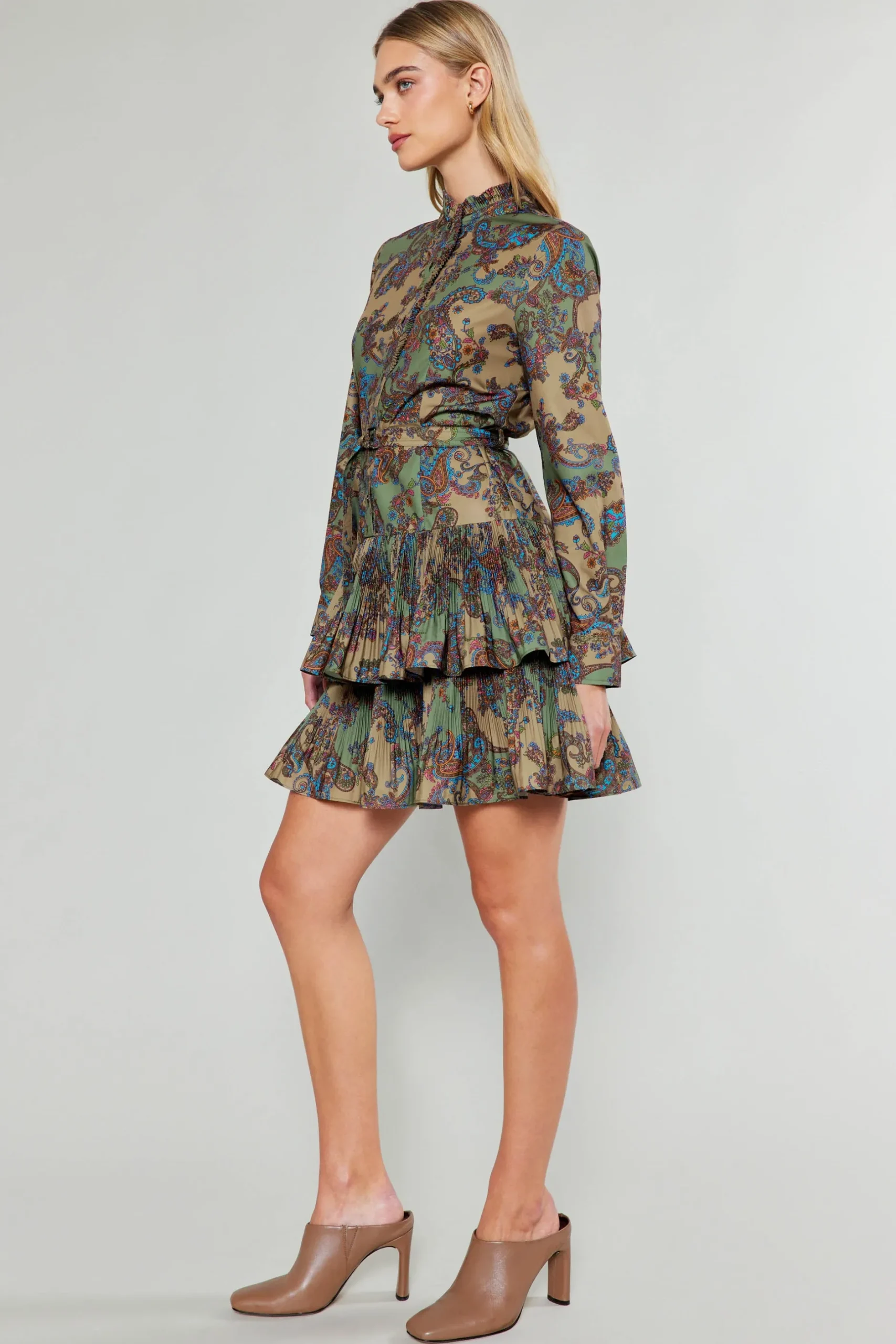 Mini Dresses-Current Air Anberlin Mini Dress TAUPEPAISLEY