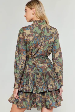 Mini Dresses-Current Air Anberlin Mini Dress TAUPEPAISLEY