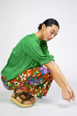 Short Sleeve Tops|Long Sleeve Tops-Current Air Angelica Pleated Blouse SPRINGGREEN
