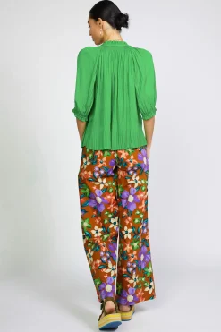 Short Sleeve Tops|Long Sleeve Tops-Current Air Angelica Pleated Blouse SPRINGGREEN