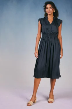 Midi Dresses-Current Air Audrey Midi Dress BLACK