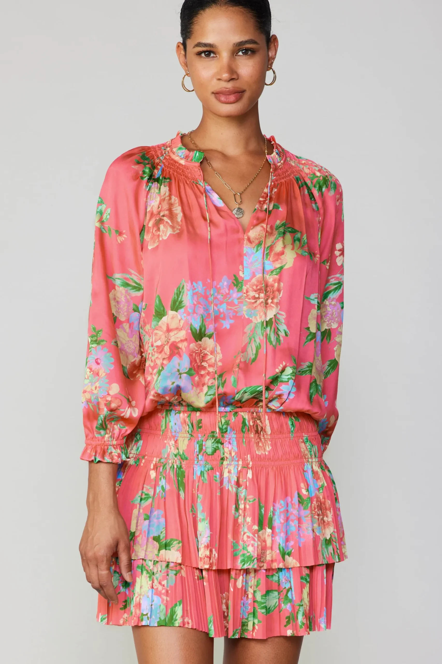 Mini Dresses-Current Air Aurelie Floral Mini Dress BRINKPINK