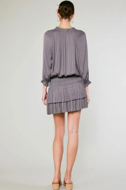 Mini Dresses-Current Air Aurelie Pleated Mini Dress TAUPEGREY