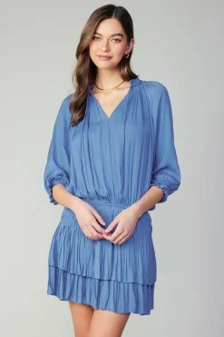 Mini Dresses-Current Air Aurelie Pleated Mini Dress FADEDBLUE