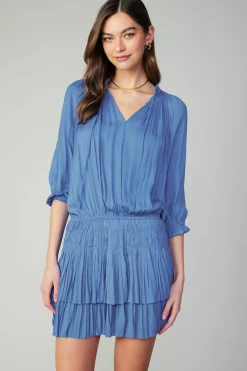 Mini Dresses-Current Air Aurelie Pleated Mini Dress FADEDBLUE