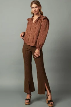 Long Sleeve Tops-Current Air Autumn Puff Sleeve Blouse CARAMEL