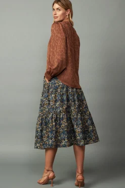 Long Sleeve Tops-Current Air Autumn Split Neck Blouse CARAMEL