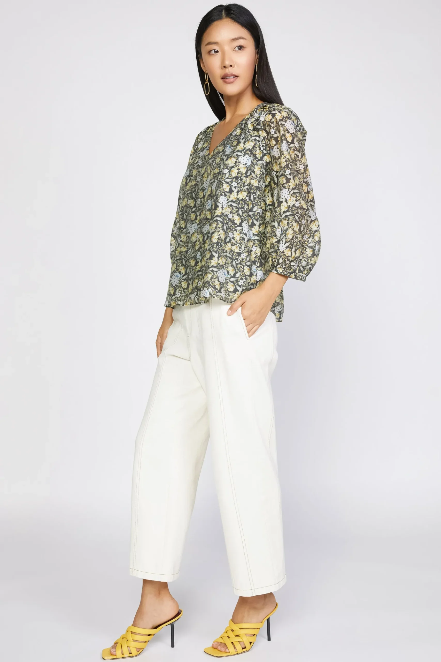 Short Sleeve Tops|Long Sleeve Tops-Current Air Baroque Floral Raglan Blouse BLACKFLORAL