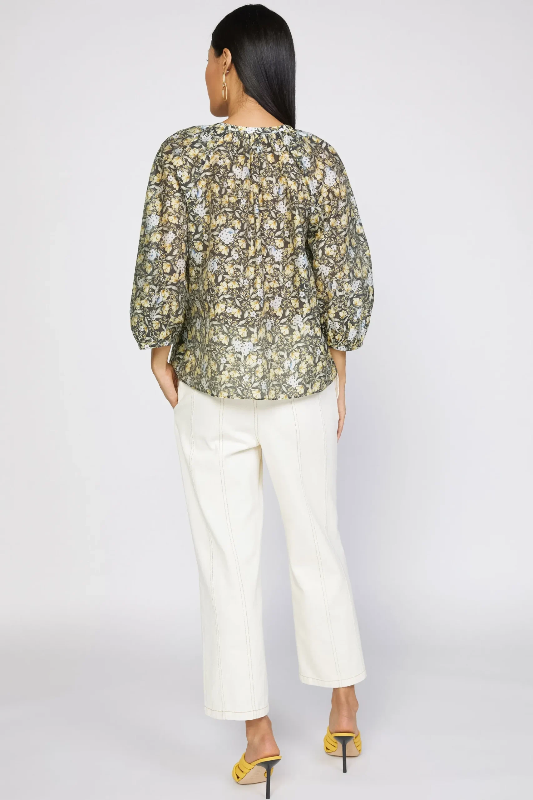 Short Sleeve Tops|Long Sleeve Tops-Current Air Baroque Floral Raglan Blouse BLACKFLORAL