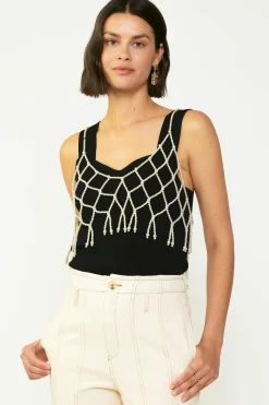 Accessories|Sleeveless Tops-Current Air Beaded Pearl Cami WHITE