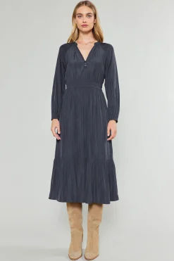 Midi Dresses-Current Air Belle Midi Dress CHARCOAL