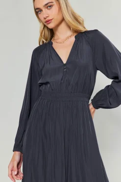 Midi Dresses-Current Air Belle Midi Dress CHARCOAL