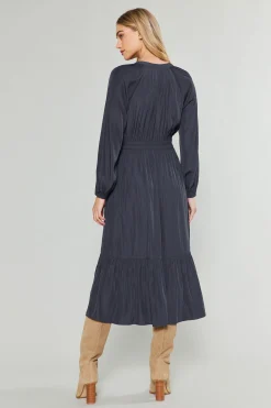 Midi Dresses-Current Air Belle Midi Dress CHARCOAL