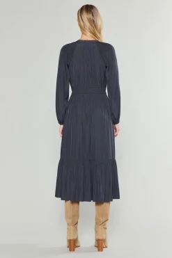 Midi Dresses-Current Air Belle Midi Dress CHARCOAL