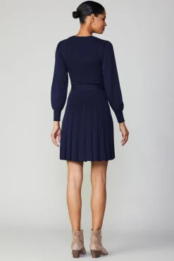 Knitwear|Mini Dresses-Current Air Belted Knit Mini Dress NAVY