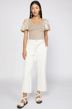 Pants-Current Air Belted Straight Leg Pant NATURAL