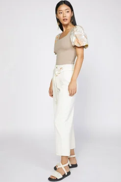 Pants-Current Air Belted Straight Leg Pant NATURAL