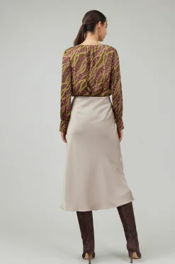 Skirts-Current Air Bias Midi Skirt LATTE