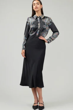 Skirts-Current Air Bias Midi Skirt BLACK