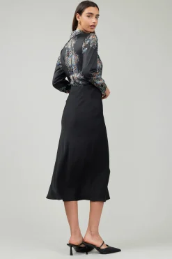Skirts-Current Air Bias Midi Skirt BLACK