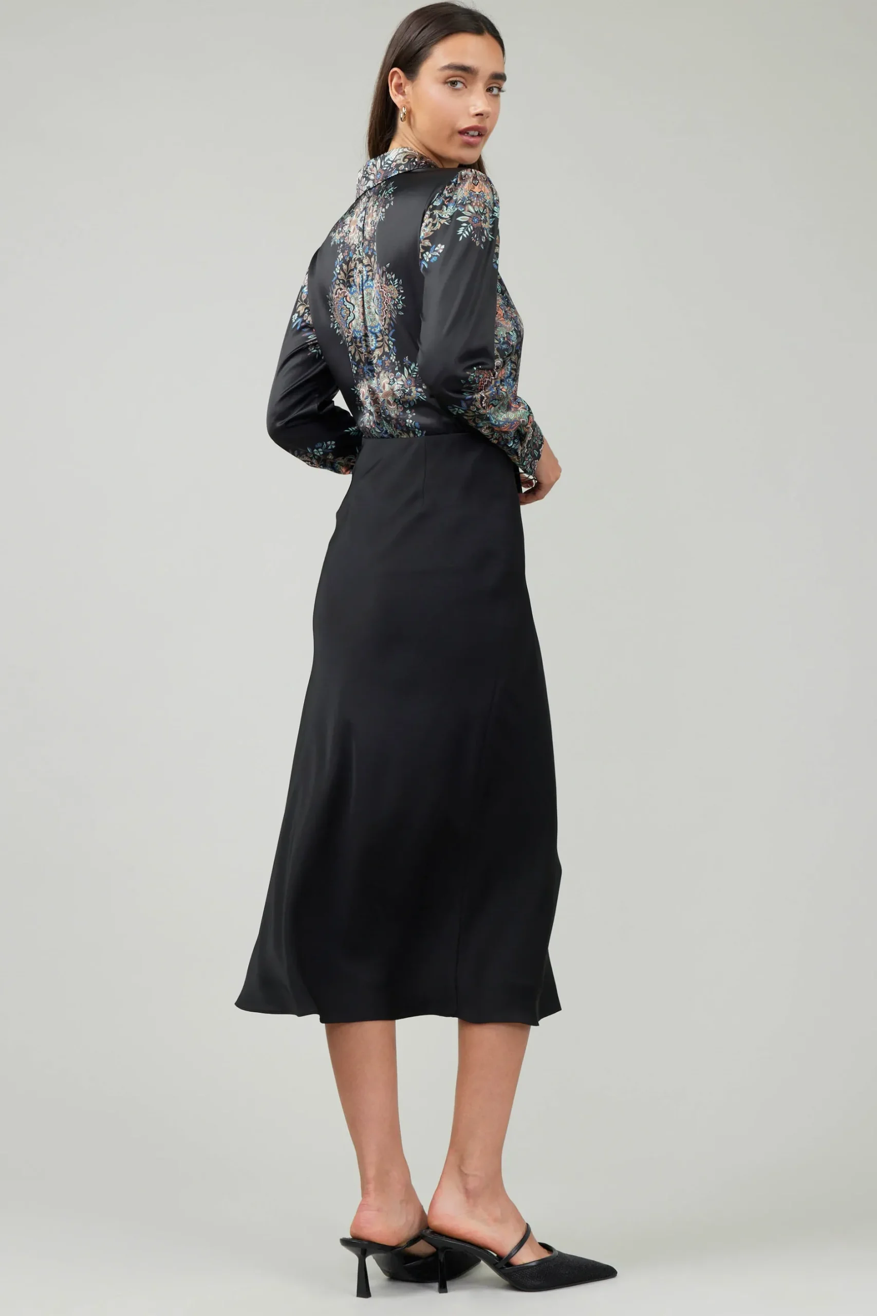 Skirts-Current Air Bias Midi Skirt BLACK