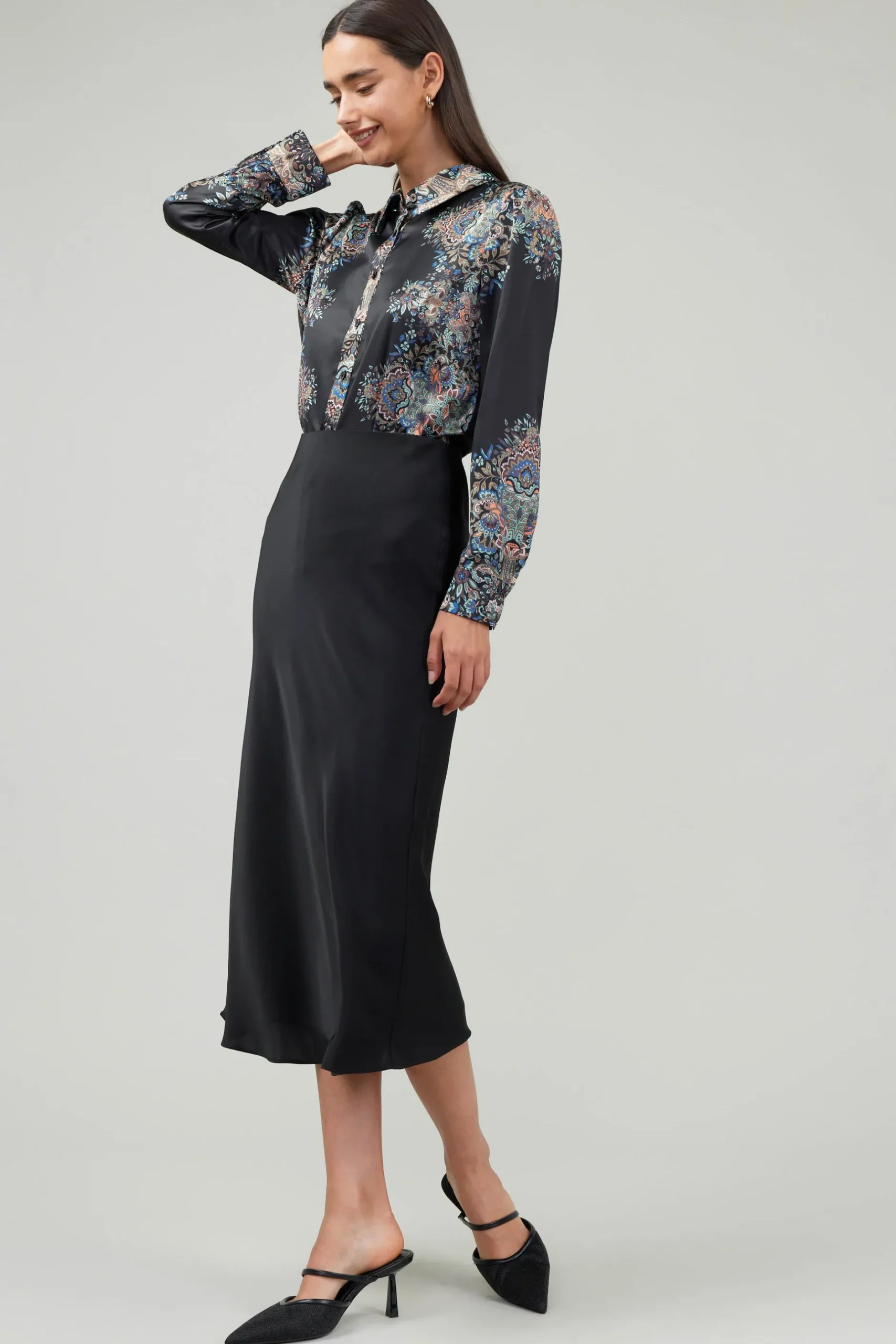 Skirts-Current Air Bias Midi Skirt BLACK