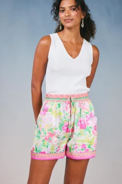 Shorts-Current Air Botanical Watercolor Shorts PINKMLTFLORAL