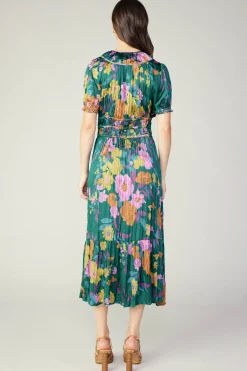 Midi Dresses-Current Air Brooklyn Floral Midi Dress GREENFLORAL