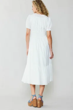 Midi Dresses-Current Air Brooklyn Poplin Midi Dress WHITE