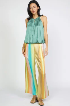 Sleeveless Tops-Current Air Bubble Hem Blouse SAGEGREEN