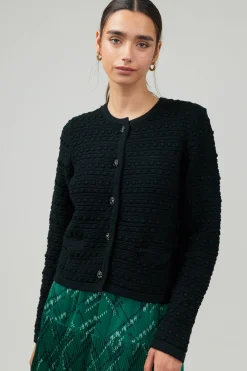 Cardigans-Current Air Button Up Tweed Cardigan BLACK