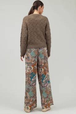 Knitwear|Sweaters-Current Air Cable Knit Sweater COCOA